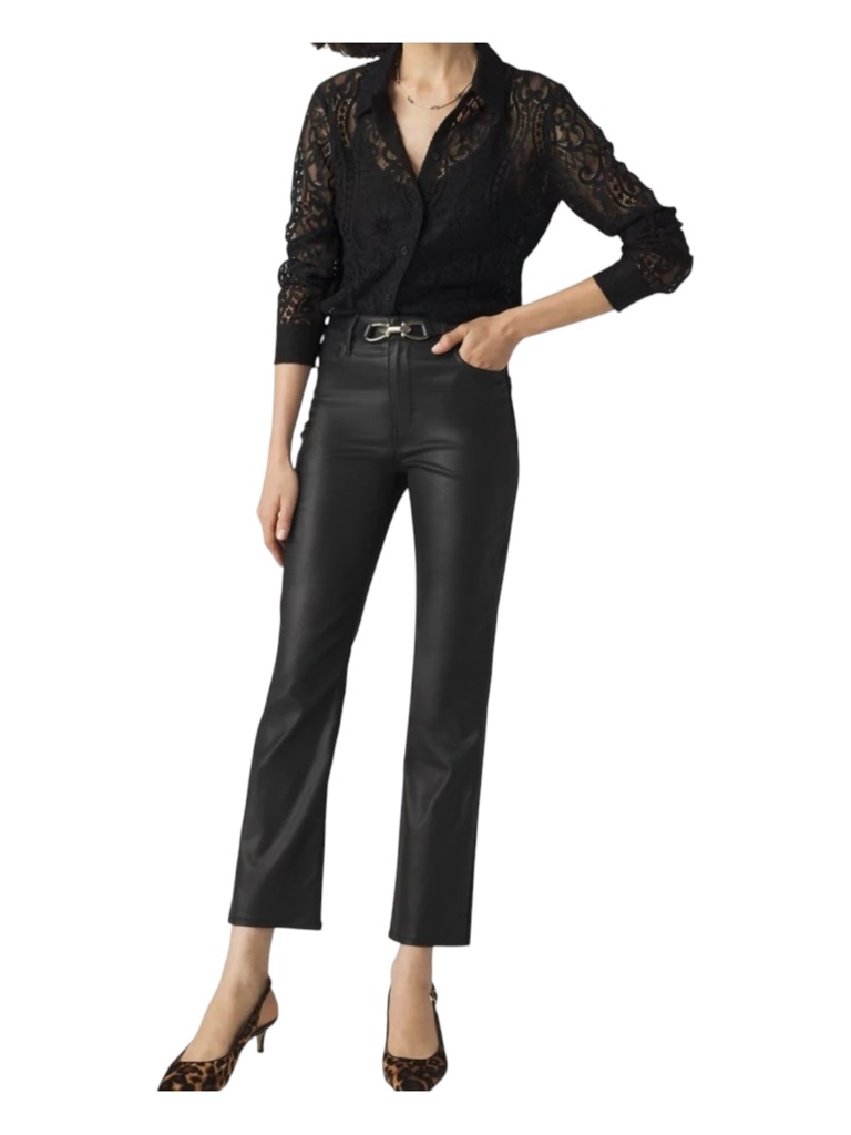 Nwot White House Black Market Black Coated Kick Flare Jeans Sz 12